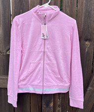 Juicy Couture Velour Tracksuit Jacket Pink Bubble Women's Sz Small Zip up Light