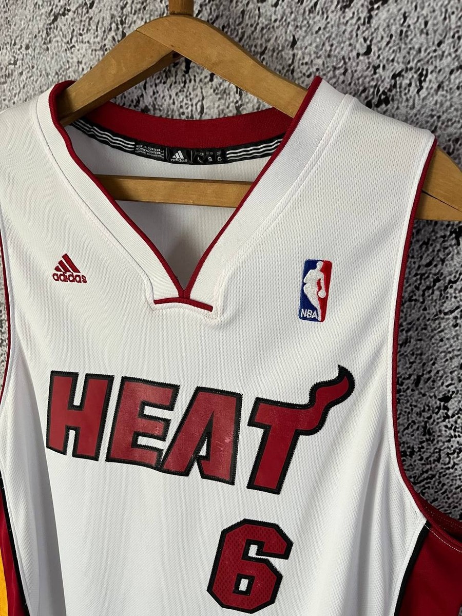 Adidas Miami Heat #6 LeBron James NBA Jersey White Size L | eBay