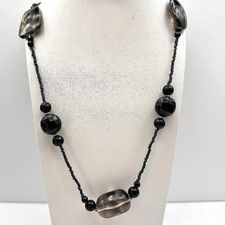 Vintage 80s Cookie Lee Black Tortoiseshell Accent Statement Necklace Jewelry