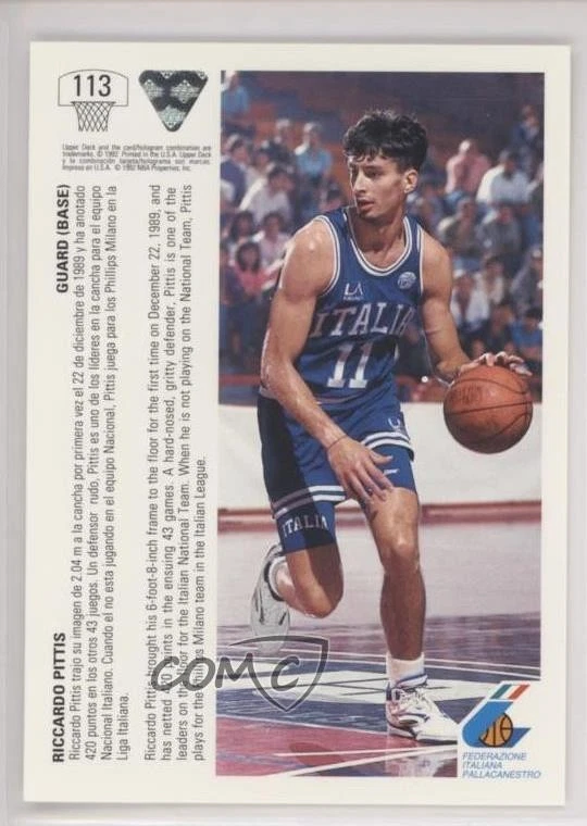 1991-92 Upper Deck International Spanish Riccardo Pittis #113 - Image 2 of 2