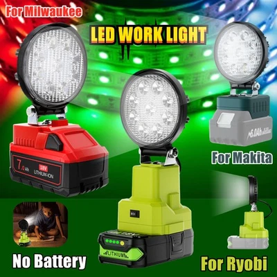 BONACELL For RYOBI Dewalt Makita Milwaukee LED Work Light Flashlight Torch Spotlight Lamp