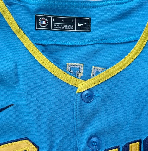 #22 Christian Yelich Milwaukee Brewers City Connect maglia cucita uomo taglia L - Foto 6 di 10