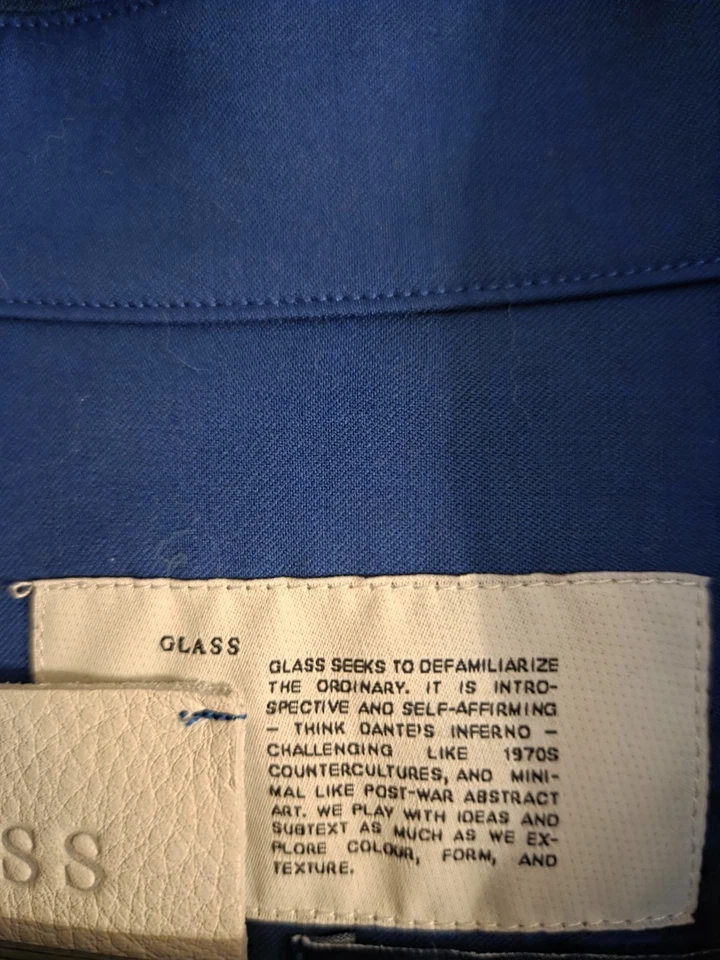 Glass Cypress Blue Button Down Shirt Size XL 100% Wool - Image 4 of 4