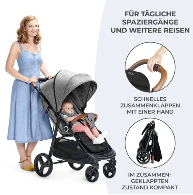 Kinderkraft Kinderwagen Grande Plus schwarz Kinder Buggy ab Geburt bis 22 kg - Bild 3 von 4
