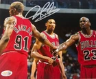 Dennis Rodman Signed METALLIC Photo 8x10  NWO Bulls Worm Autograph HOF JSA HOGAN