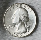 1957 Washington SILVER Quarter BRILLIANT UNCIRCULATED !!Great Details/Luster!!
