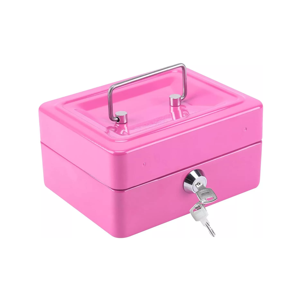 Metal Cash Box Money Bank Deposit Steel Tin Security Safe Petty Key Lockable UK