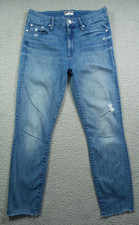 Mother Jeans Womens Size 28 Blue Denim The Looker Crop Fray Stretch Mid Rise