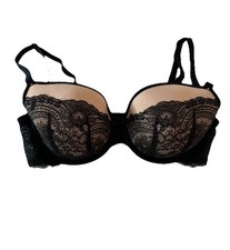 Black Lace Femina Bra with Underwire, Adjustable Straps, 75C (34C US)