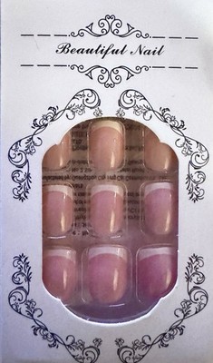 Beautiful Nail French Pink White Press-On Nails  Square Shape Y2K Aesthetic 