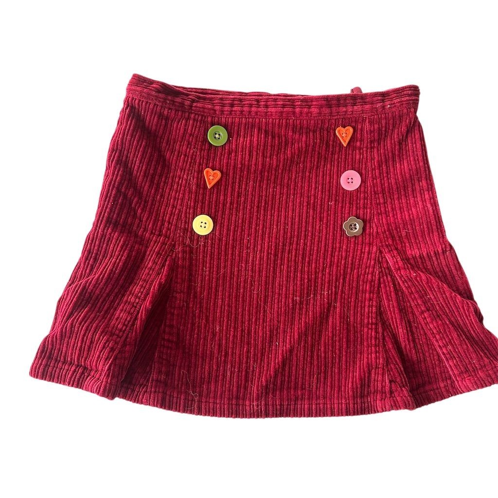 VTG Y2K Gymboree Girls Red A-Line Skirt Size 7 Multicolored Button Accents