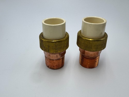2pcs Transition Pipe Male Union 3/4 CPVC Slip x Brass c4733-4