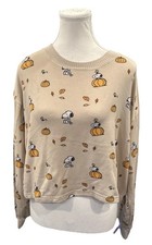 American Eagle Peanuts Snoopy W/ Pumpkins Halloween Fall Pajama TOP ONLY Sz M