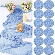 Tranqun 12 Pack 10ft Light Blue Cheesecloth Table Runner 29x120 Boho Rustic D...