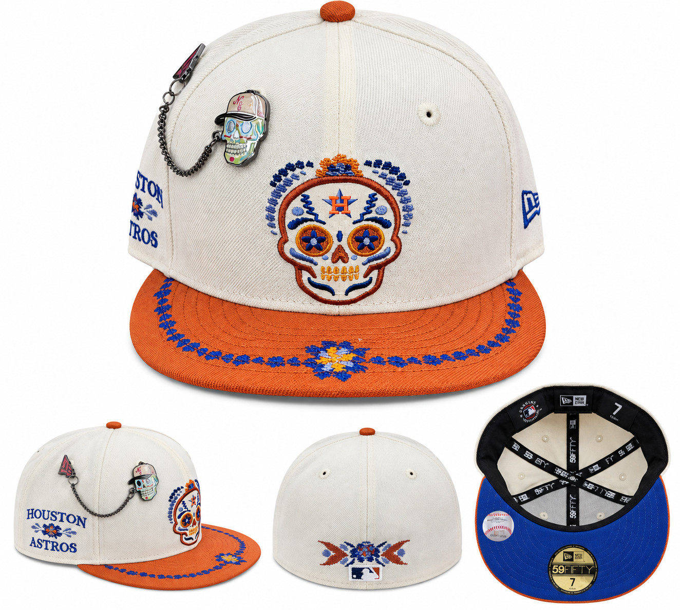 Paquete de Halloween New Era Día de Muertos Houston Astros Calavera talla 7 1/4