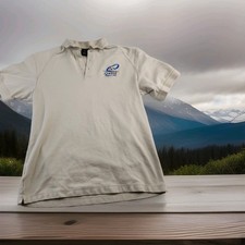 Vintage Nike Qwest Logo Beige Knit Cotton Polo Shirt Mens XL