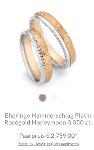 Trauring Rosegold 585/ Platin 600 10 Diamanten neu mit Etikett - Bild 2 von 7