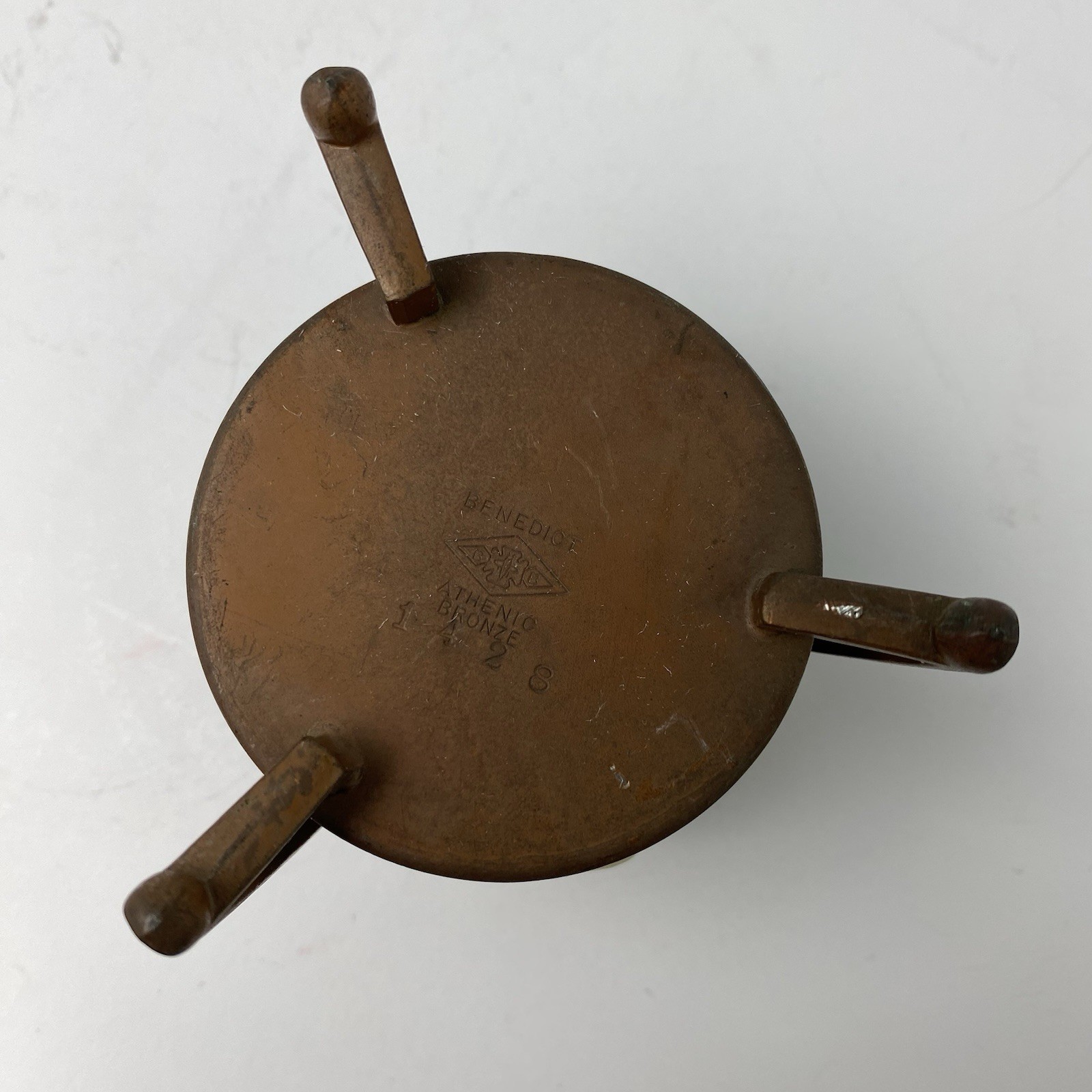 Benedict Athenic Bronze 1428 Footed Pot Planter Jar Cameo Arts & Crafts 2.75”