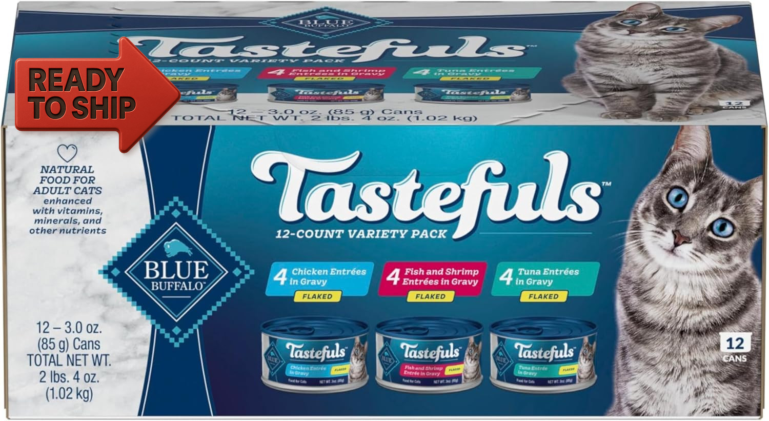 Blue Buffalo Tastefuls Flaked Wet Cat Food Variety Pack, Made with Natural Ingre