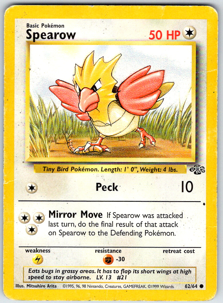 Spearow 62/64 Jungle Common Unlimited 1999 HP