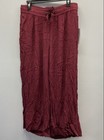 Roaman's Women's Maroon Wide Leg Crinkle Rayon Pants Drawstring Elastic Sz 16W — photo 1