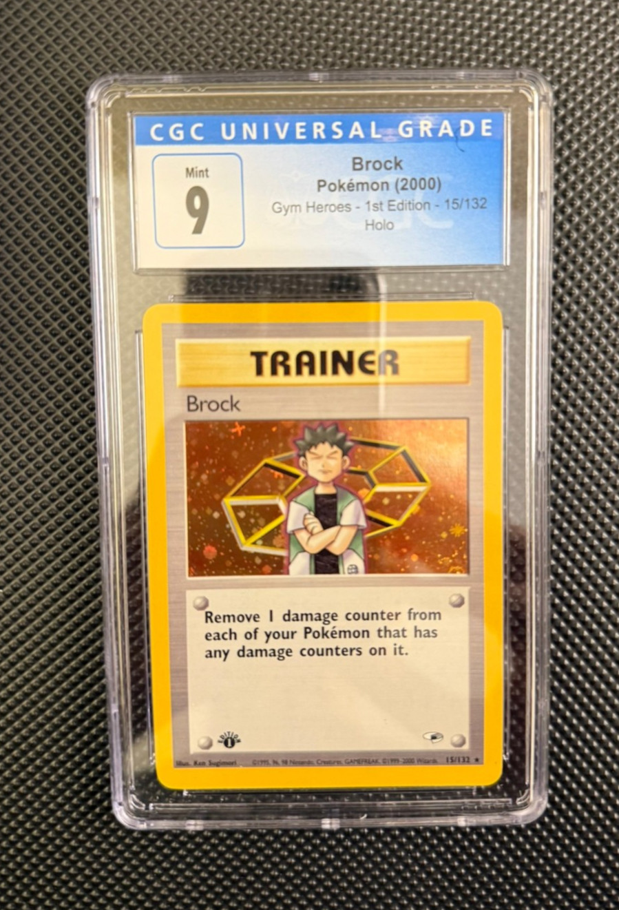 Brock Pokémon 2000 Gym Heroes 1st Edition 15/132 Holo Trainer CGC 9 Mint
