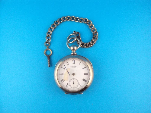 1891 WALTHAM BROADWAY GRADE POCKET WATCH--7j--18s--KEYWIND--SILVERINE--REPAIR