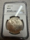1885-O Morgan Silver $1 Dollar Coin NGC MS 62 90% Silver New Orleans Mint