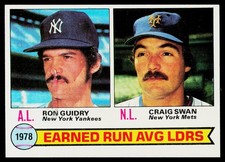 1979 Topps #7 1978 ERA Leaders (R Guidry / C Swan) LL - POOR