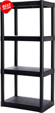 4-Shelf Plastic Storage Shelves 48x23x14 Durable Garage Pantry Organizer US