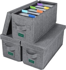 CD Storage Box with Lid Pack of 3, Practical Case Holder CD-3 Pack, Grey