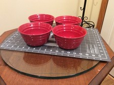 Set of 4 Rachael Ray Red Double Ridge Cereal Soup Bowls Discontinued