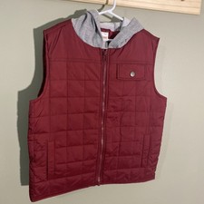 Gymboree Boys Size Medium Hooded Vest Maroon and Grey Zip Up