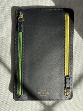 Royce New York Black Leather RFID Blocking 4 Zip Travel Wallet  LG  monogram