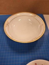 IPG Antique Porcelain Bowl Gold Trim 8 inch Diameter Vintage Decor Serving