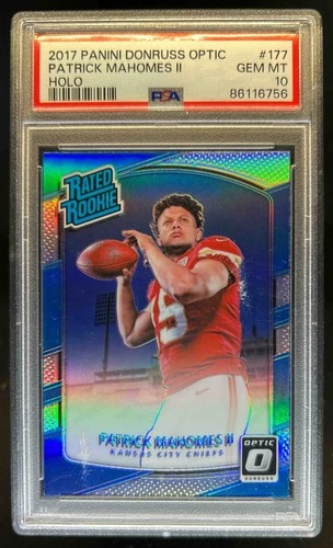2017 Donruss Optic Patrick Mahomes II Holo Rated Rookie #177 Chiefs PSA 10