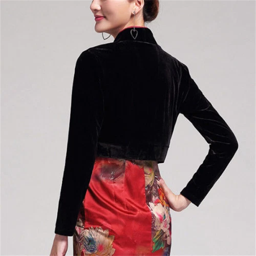 Damen Cropped Bolero Samt Cardigan Achselzucken Jacke vorne offen formell Hochzeit - Bild 8 von 17