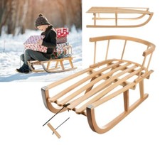 Slittino Slitta da Neve in legno BOB neve per bambini con o senza schienale
