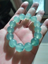 【Cherish Jade】Grade A Round Icy Green Jadeite Bracelet 7.5
