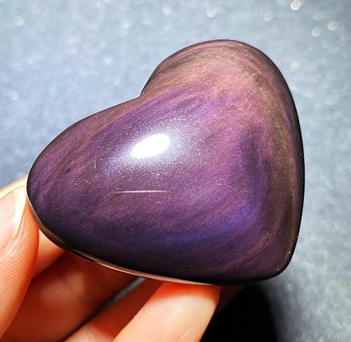 Rare Natural Rainbow Flash Obsidian Sphere Heart Reiki Stone Healing C83 - Picture 3 of 9