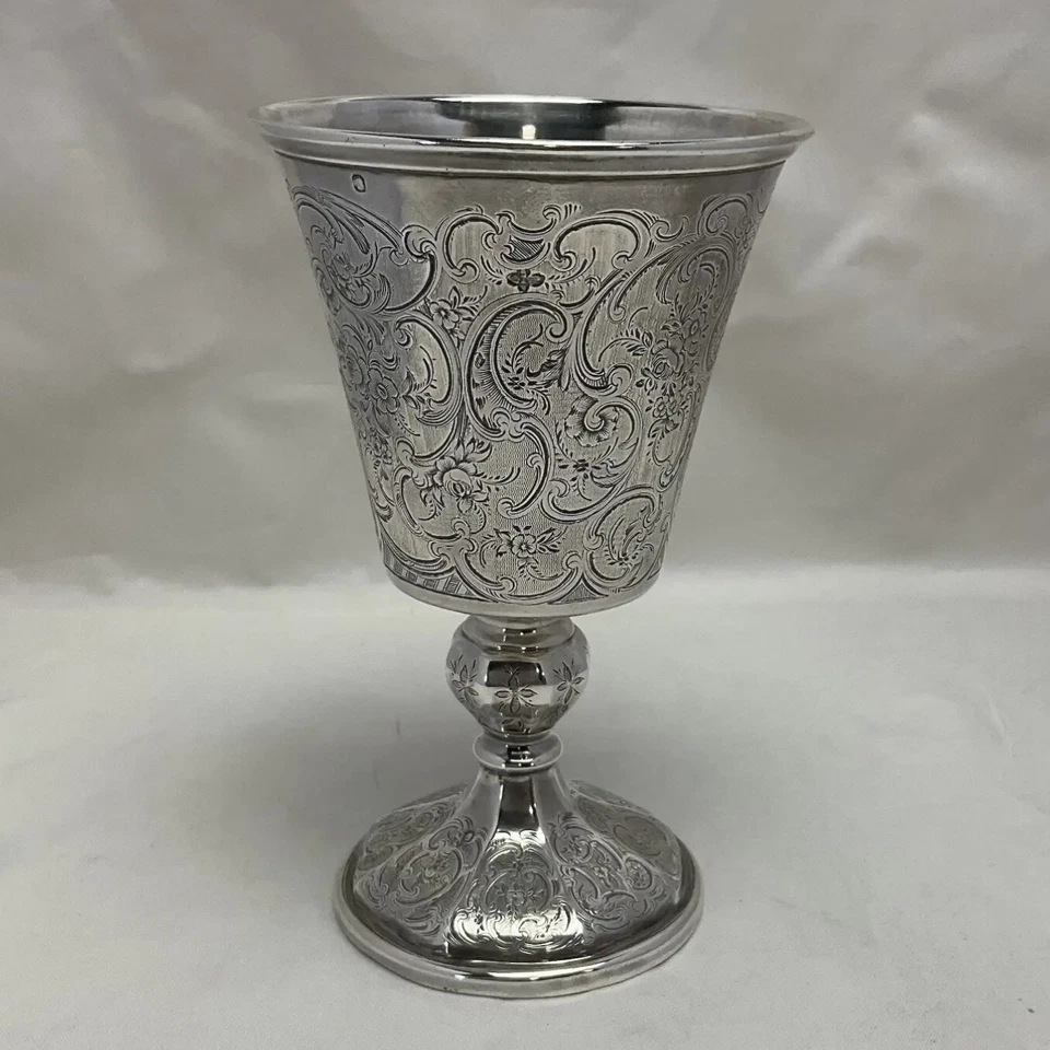 Cáliz de Plata 1er Estándar Francés 950 Perseguido a Mano 6" Foto 2 de 4