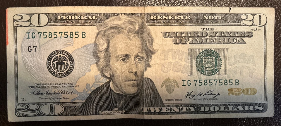 $20 Dollar Bill, SUPER Repeating Serial Number 75857585 - Image 2 of 4