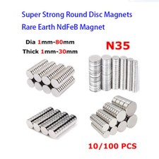Super Strong Round Disc Magnets Rare Earth NdFeB Magnet N35 Dia 1mm - 80mm