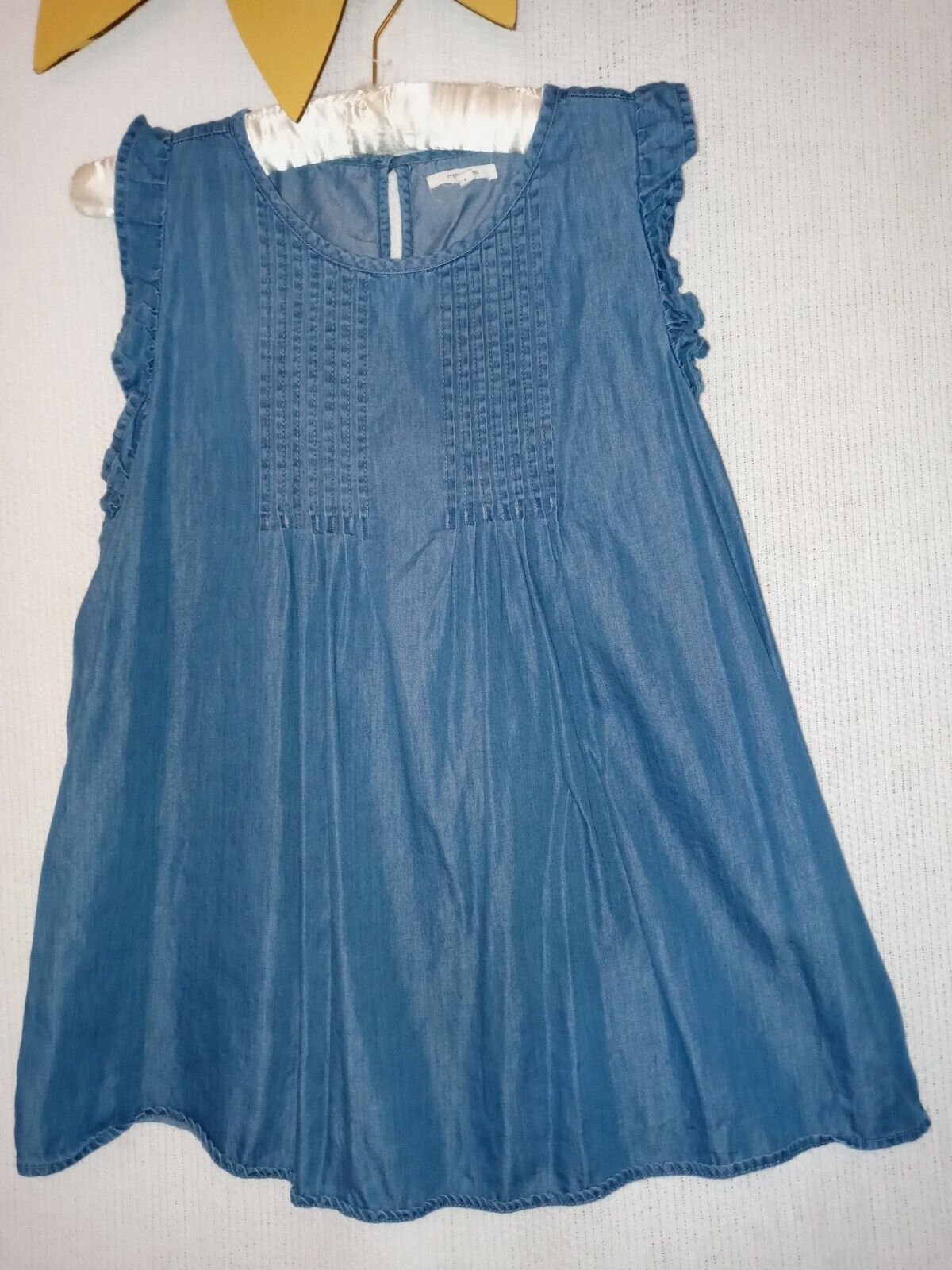Maurices Top L Blue Flowy Chambray Sleeveless Pin… - image 3