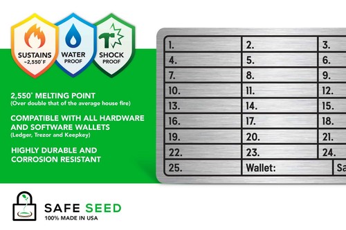 Safe Seed Stainless Steel Stamp Kit Secure Your Crypto Seed Phrase Metal Wallet - Picture 2 of 4