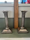 1920 English Sterling Silver 6” Corinthian candlesticks pair Henry Matthews