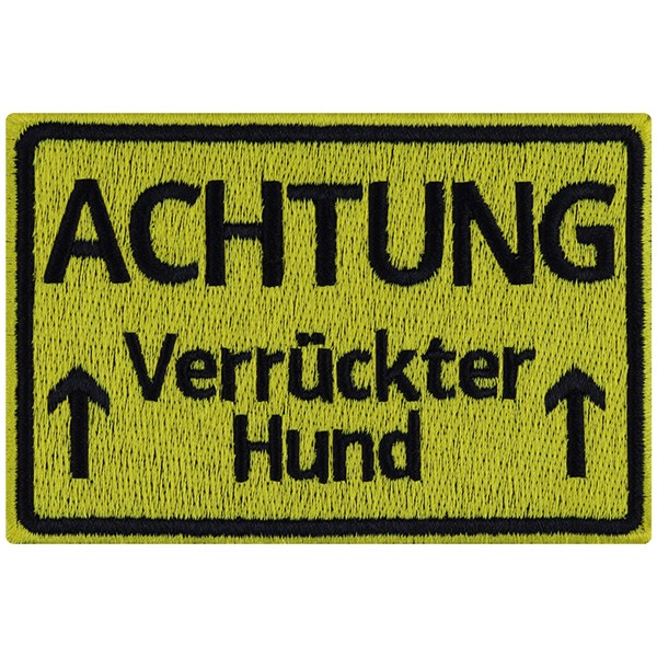 AufnäHer: Achtung-VerrüCkter Hund AufbüGler Lustiger Warnungs Patch/Applikation-image