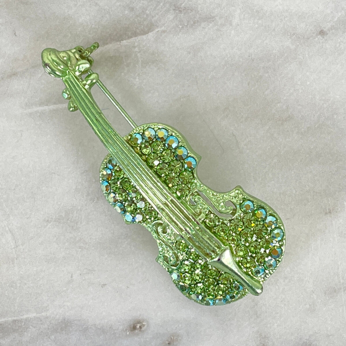 Sparkly RHINESTONE VIOLIN Brooch Vtg Music Instrument Gift Sparkly RHINESTONE VIOLIN Brooch Vtg Music Instrument Gift