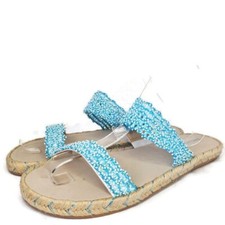 Karl Lagerfeld Paris Nita Light Blue Beaded Espadrille Slide Sandals Size US 10