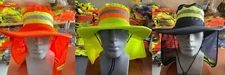 Hi Vis Reflective Work Safety Neck Flap Boonie Hat  Bucket Cap